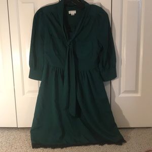 ModCloth forest green tie dress